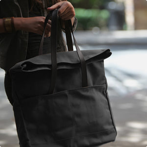 MAKR™ Canvas and Leather Fold Weekender Revised - BLACK